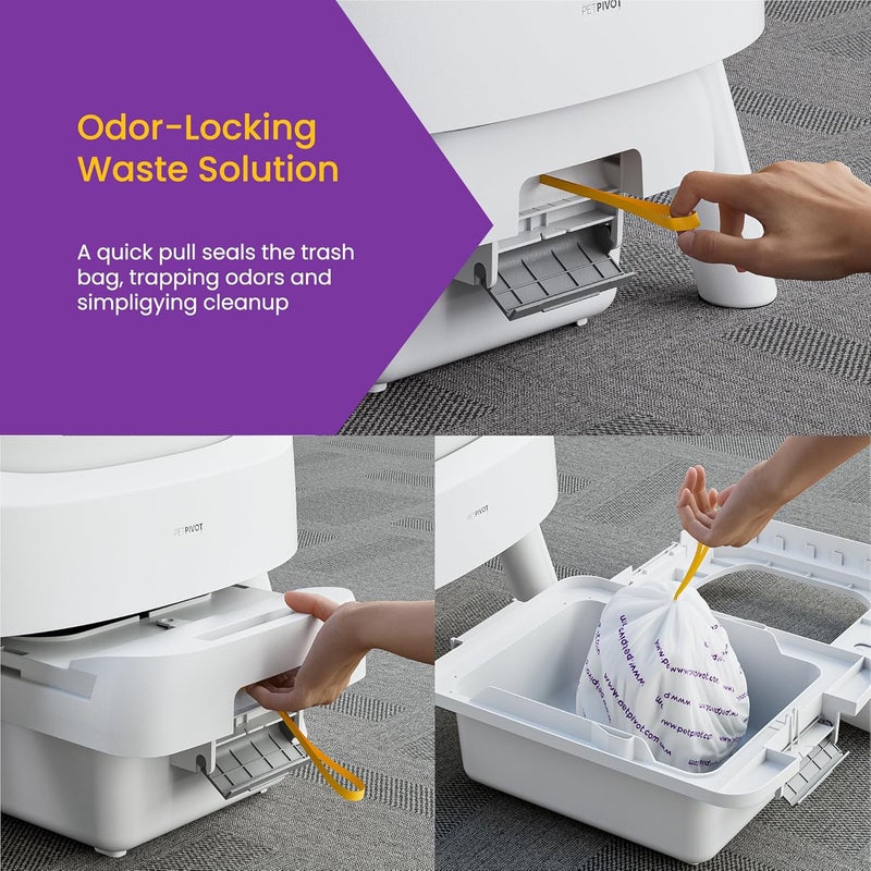 PetPivot Litter Box Liners for AutoScooper 11 Open Top Self Cleaning Litter Box, 3 Rolls 60 pcs - Image 3